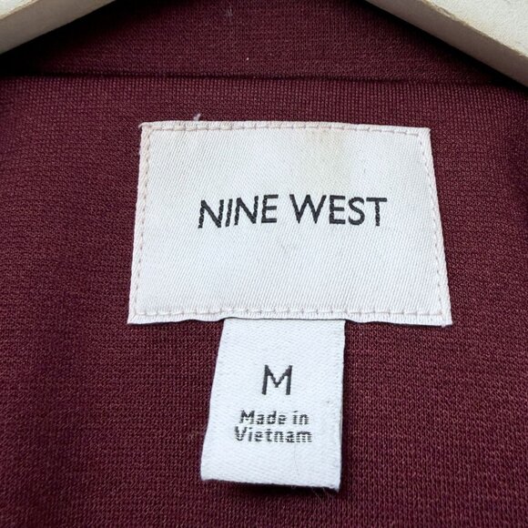 Nine West Womens Blazer Size Medium Burgundy Red Stretch Ponte Knit Career Jacke - Picture 5 of 8